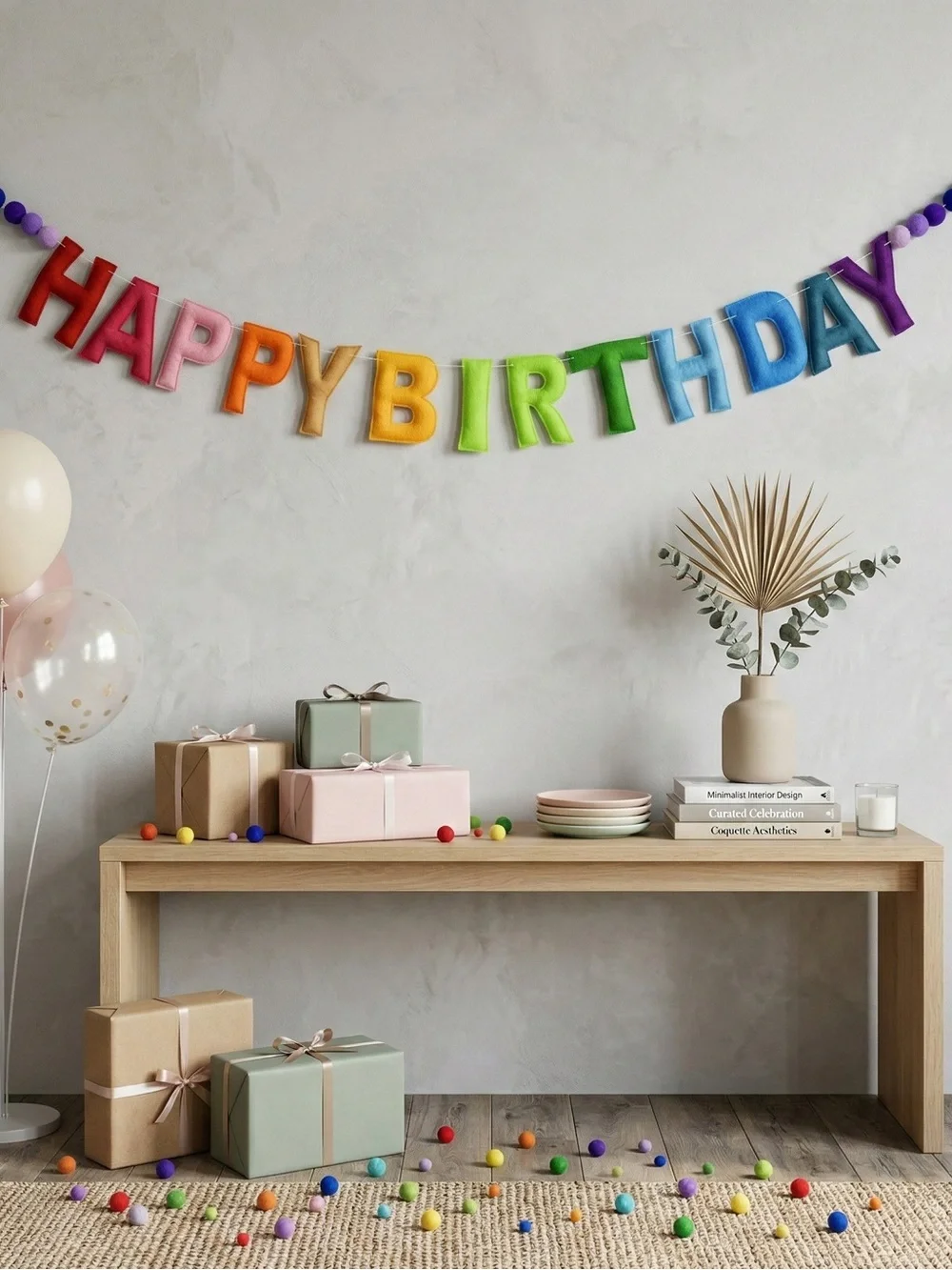 NWT Rainbow Felt Happy Birthday Banner